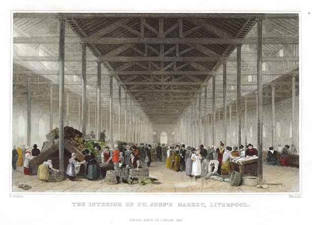 Liverpool, Interior of St.John's Market, Great Charlotte Street, 1831