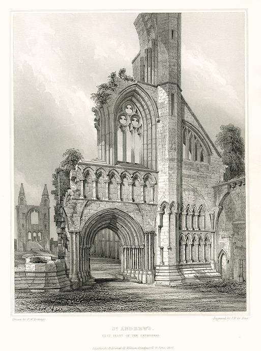 Scotland, St.Andrews, West Front of the Cathedral, 1848