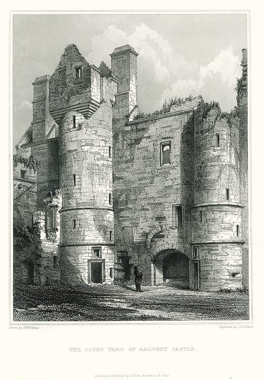 Scotland, Balveny Castle courtyard, 1848