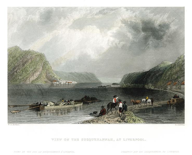 USA, View on the Susquehannah at Liverpool, 1840