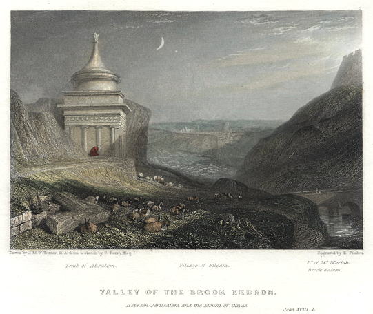 Holy Land, Jerusalem, Valley of the Brook Kedron, 1836