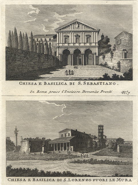 Italy, Rome, Basilica di S.Sebastiano & Basilica di S.Lorenzo, 1790