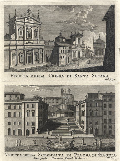 Italy, Rome, Chiesa di Santa Susana & Schalinata in Piazza di Spagnia, 1790