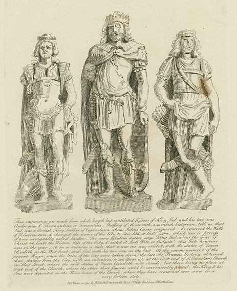 London, Statues of King Lud and his two sons, 1801