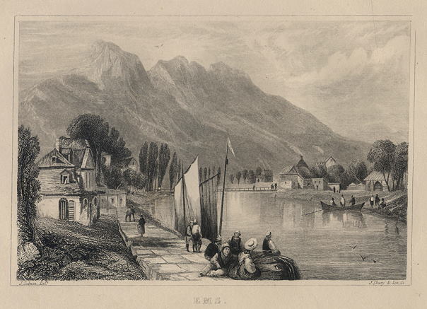 Germany, Bad Ems view, 1833