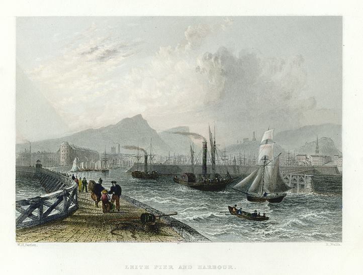 Scotland, Leith Pier and Harbour, 1842