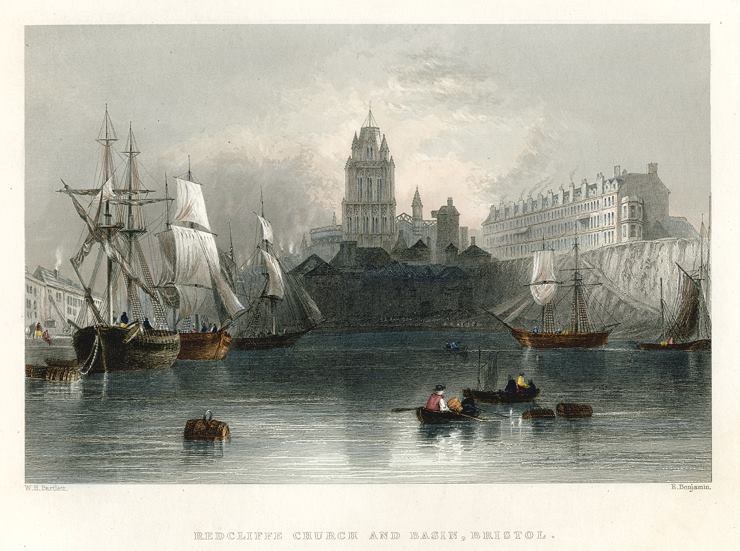 Bristol, Redcliffe Church and the Basin, 1842