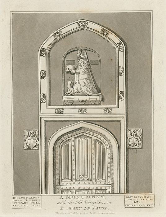 London, St.Mary le Savoy, Monument & Old Vestry Door, 1801
