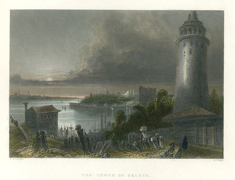 Turkey, Istanbul, the Tower of Galata, 1838