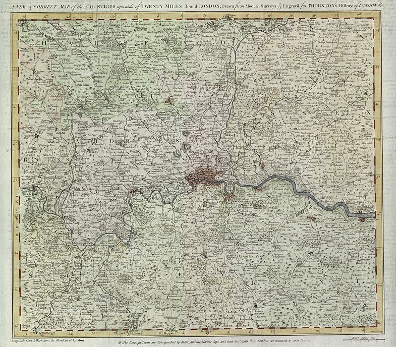 London and vicinity map, about 1780