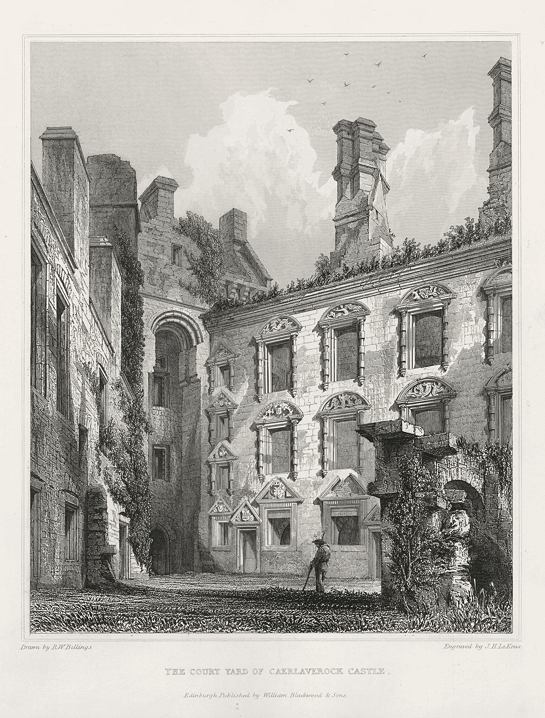 Scotland, Caerlaverock Castle courtyard, 1848