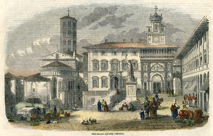 Italy, Perugia, the Grand Square, 1859