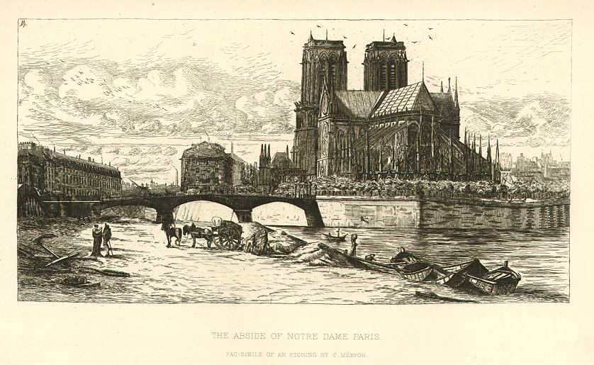 Notre Dame, Paris, after an etching by C.Meryon, 1881