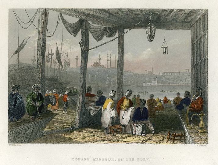 Turkey, Constantinople, Coffee Kiosk on the Port, 1838