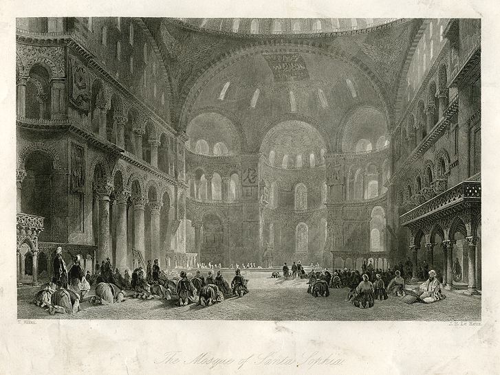 Turkey, Constantinople, Mosque of Santa Sophia, 1840