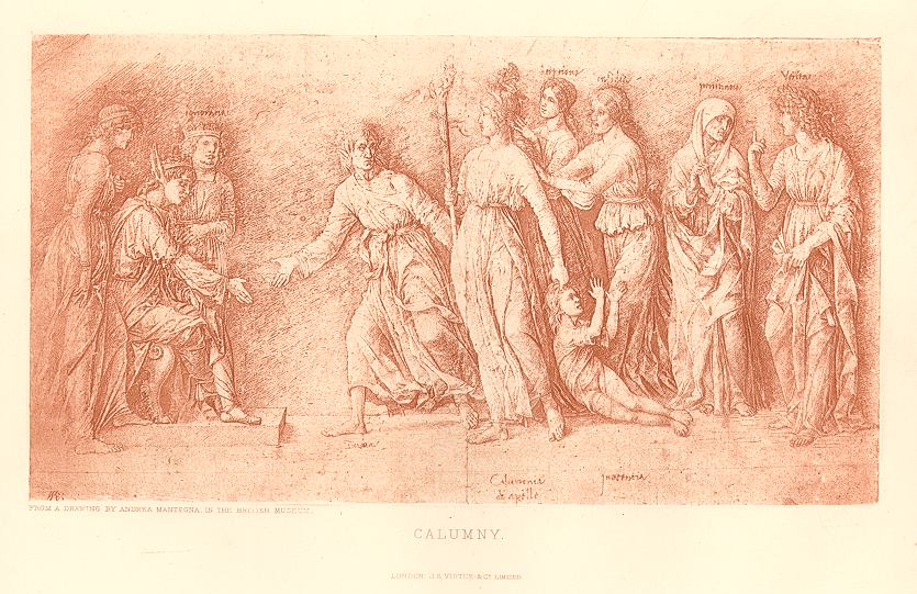 Calumny, etching after Andrea Mantegna, 1882