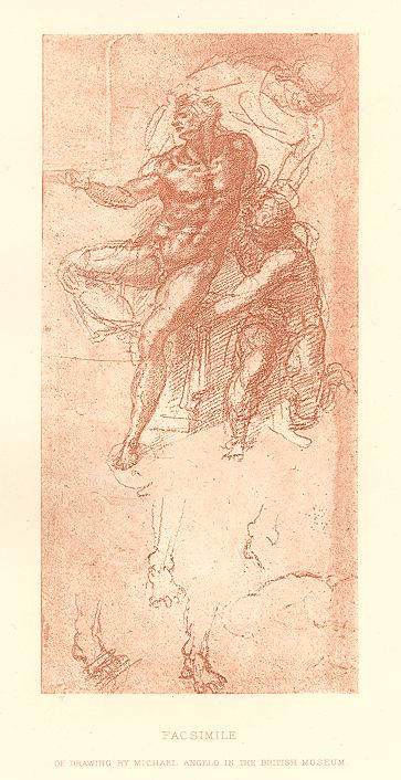 Michelangelo, facsimile of a drawing, 1882