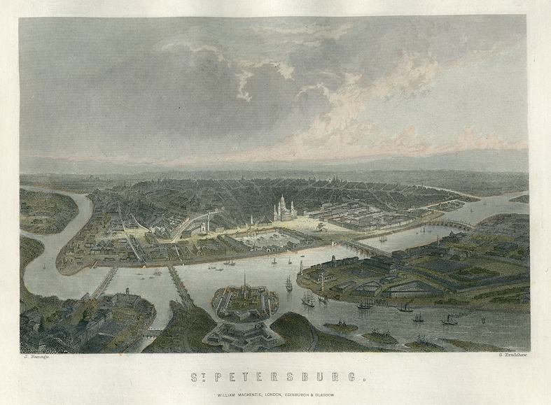 Russia, St.Petersburg panoramic arial view, 1845