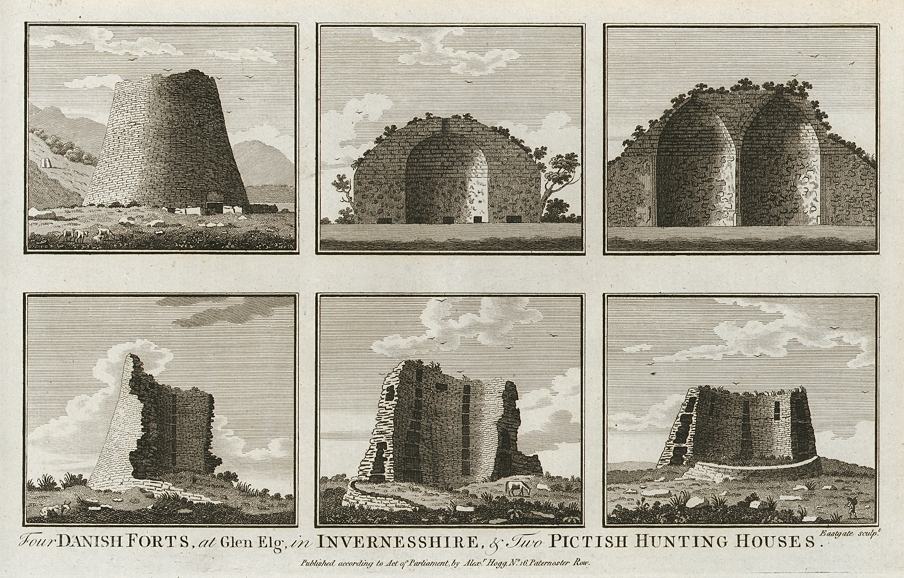 Scotland, Danish Forts & Pictish Hunting Houses (6 views), 1786