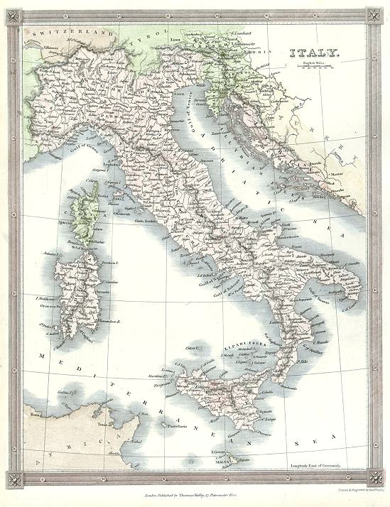 Italy map, 1841