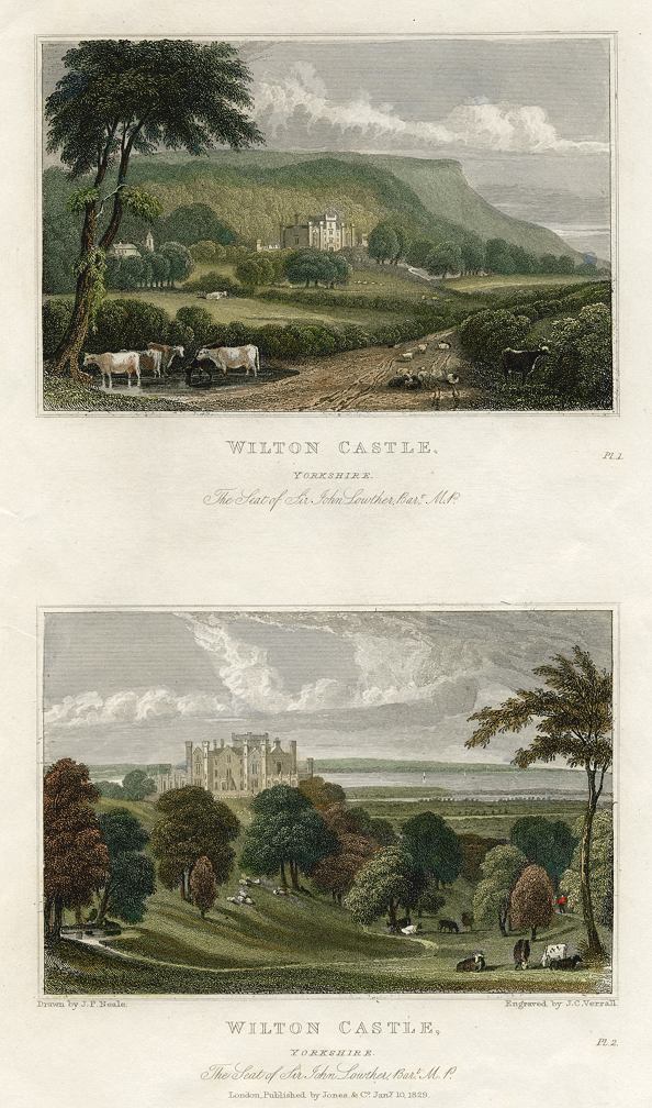 Yorkshire, Wilton Castle (2 views), 1829