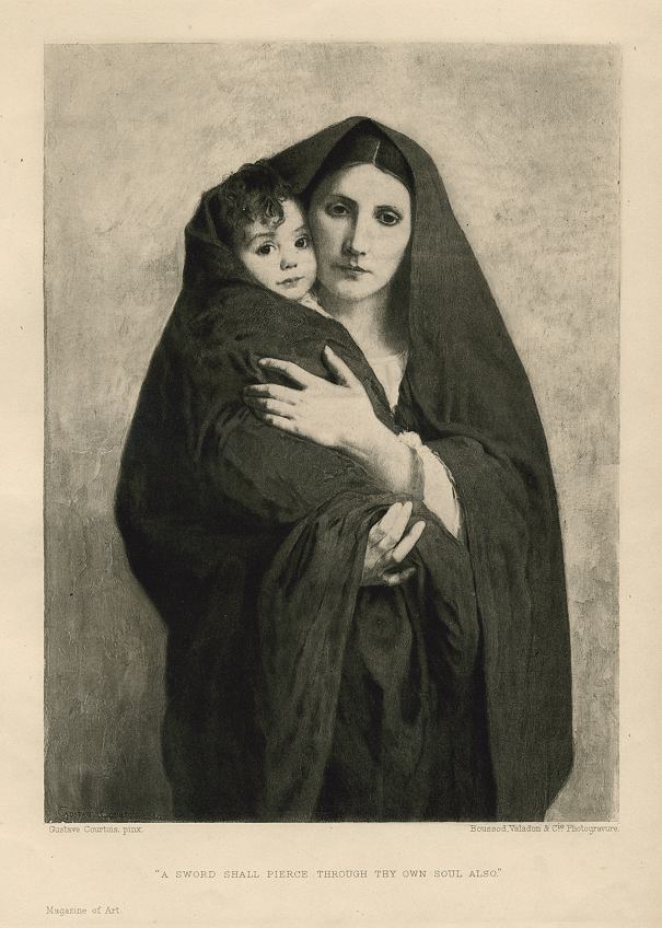 Woman & Child, Photogravure after a panting by Gustave Courtois, 1888