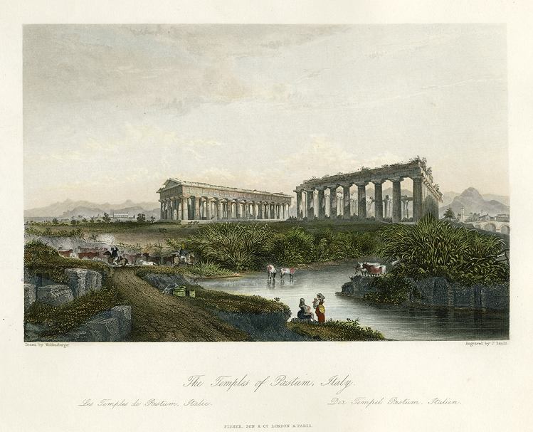 Italy, Temples of Paestum, 1841