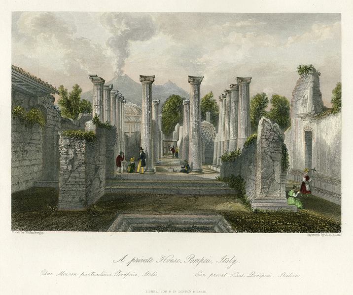 Italy, Pompeii, a Roman House, 1841