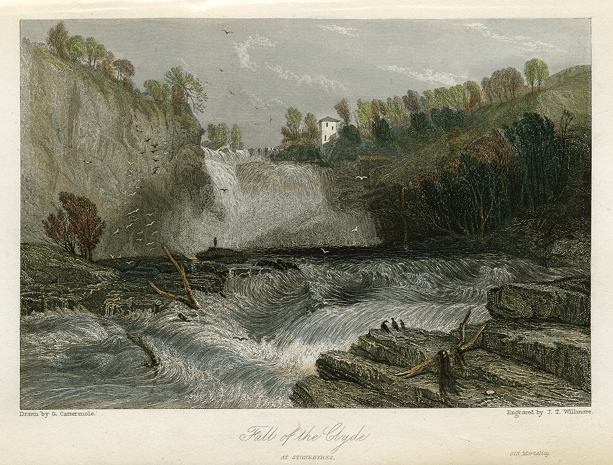 Scotland, Fall of the Clyde at Stonebyres, 1835