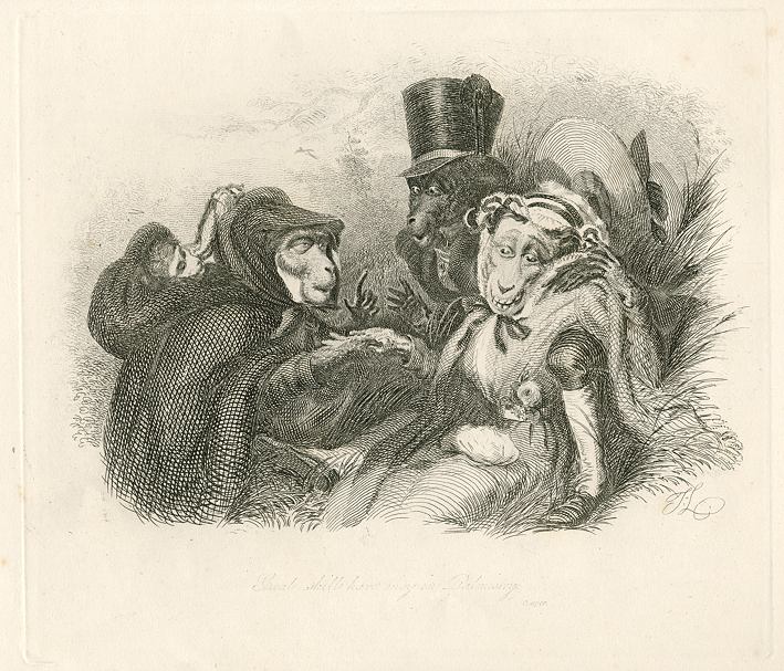 Monkeyana caricature by Thomas Landseer, 1828