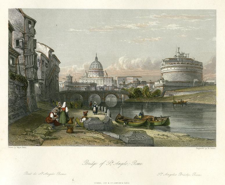 Italy, Rome, Bridge of St.Angelo, 1841