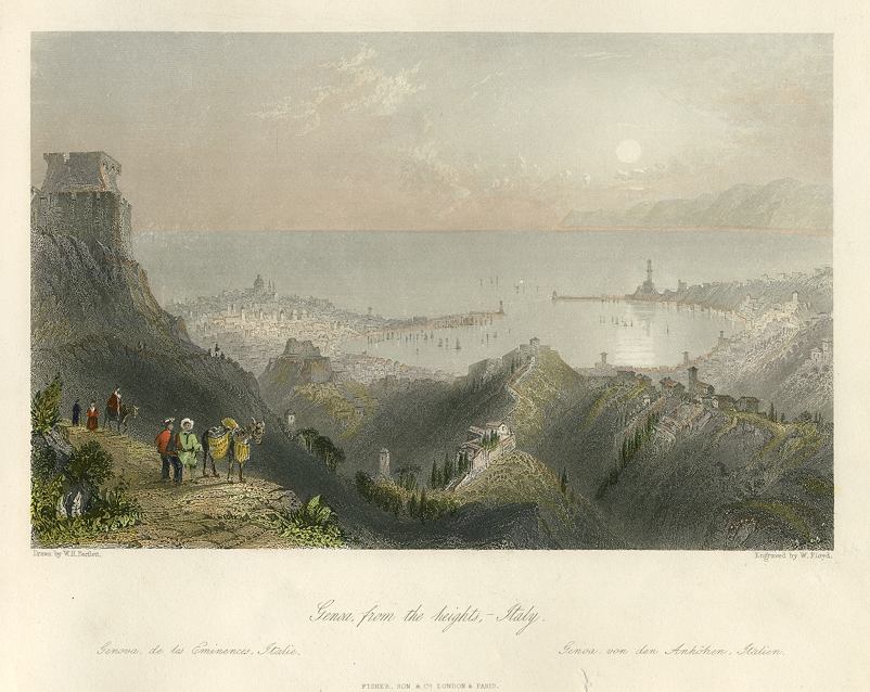 Italy, Genoa view, 1841