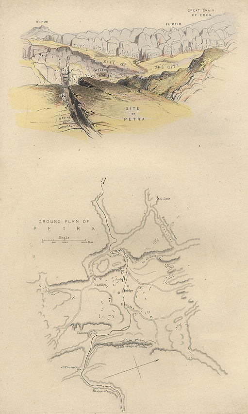 Sinai, Petra, Plan and view, 1849