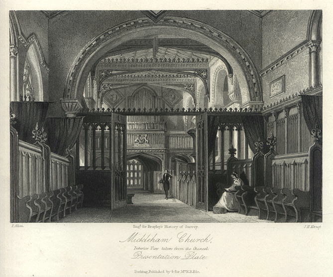 Surrey, Mickleham Church Interior, 1845