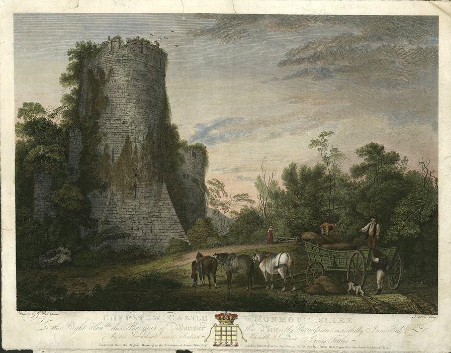 Chepstow Castle in Monmouthshire, large copperplate, 1787