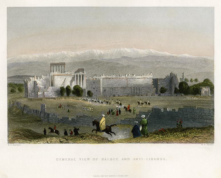 Lebanon, Baalbek view, 1837