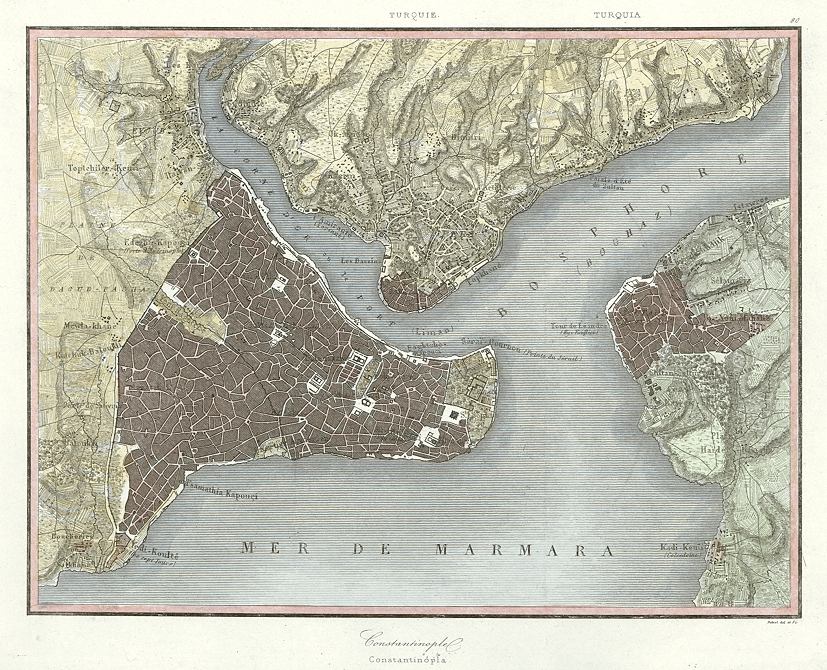 Turkey, plan of Constantinople, 1847