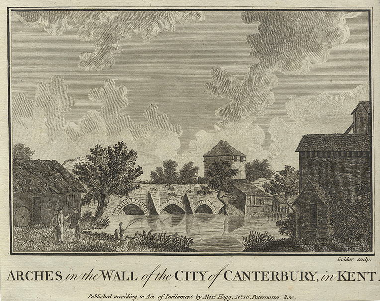 Kent, Canterbury city wall, 1786