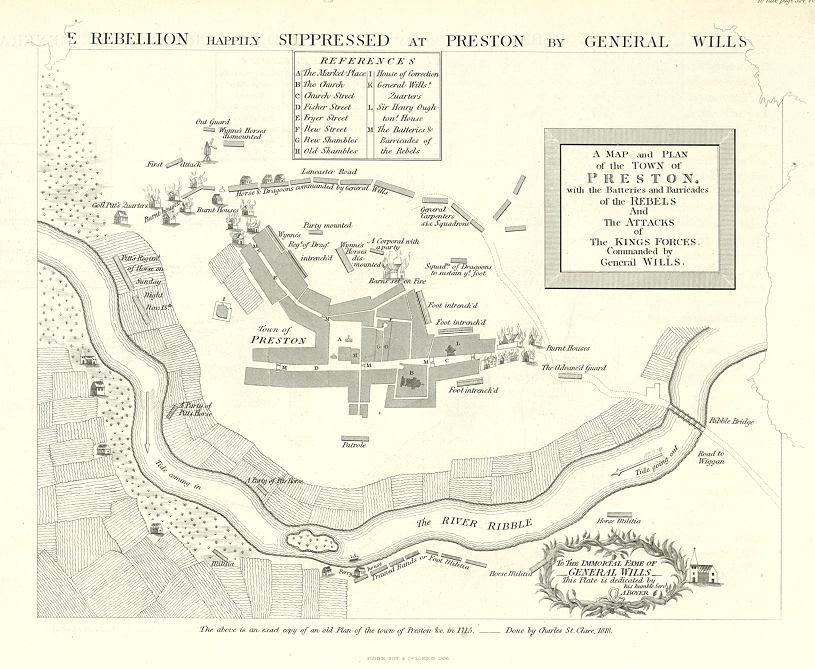 Lancashire, Preston - Jacobite Rebellion Suppressed in 1715, 1836