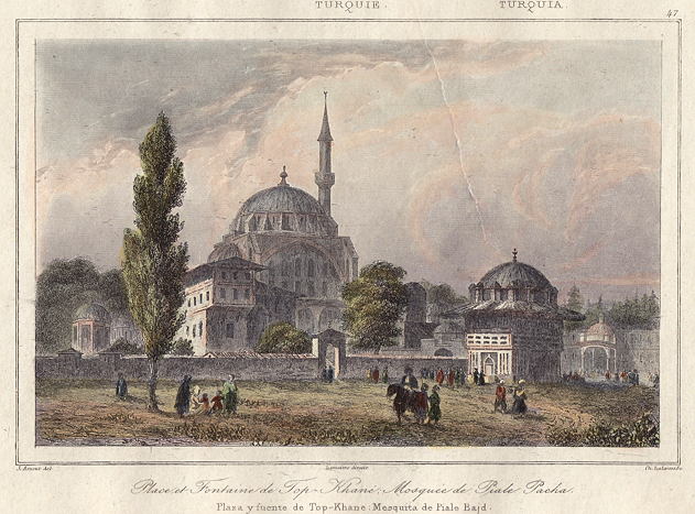 Turkey, Istanbul, Fountain & Mosque at Top-Khane, 1847