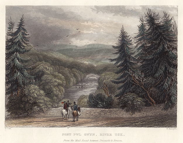Wales, Pont Pwl Gwyn, River Usk, 1838