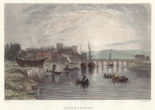 Wales, Carmarthen view, 1838