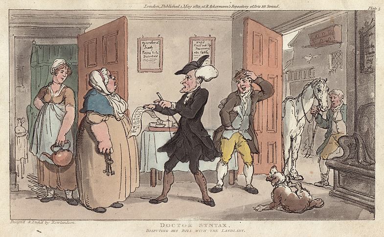 Dr. Syntax disputing his bill with the Landlady, 1812