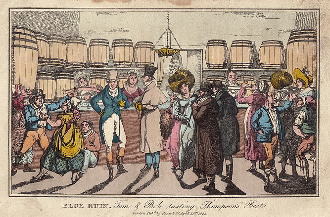 Blue Ruin. Tom & Bob tasting Thompson's Best, 'Real Life in London', 1822