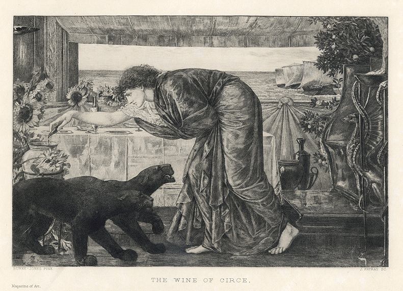 'The Wine of Circe', etching by Payrau after Burne-Jones, 1896