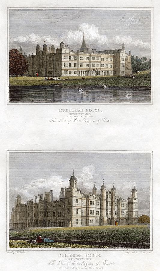 Northamptonshire, Burleigh House (2 views), 1829