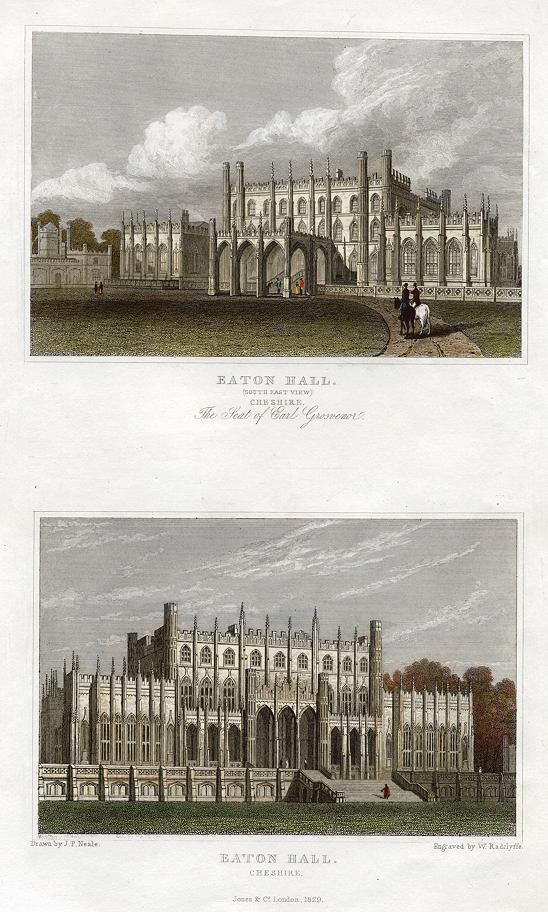 Cheshire, Eaton Hall (2 views), 1829