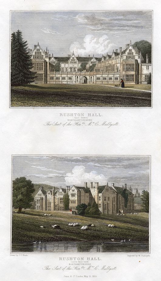 Northamptonshire, Rushton Hall (2 views), 1829