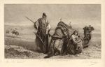 'In the Desert', signed etching after Carl Haag, 1871