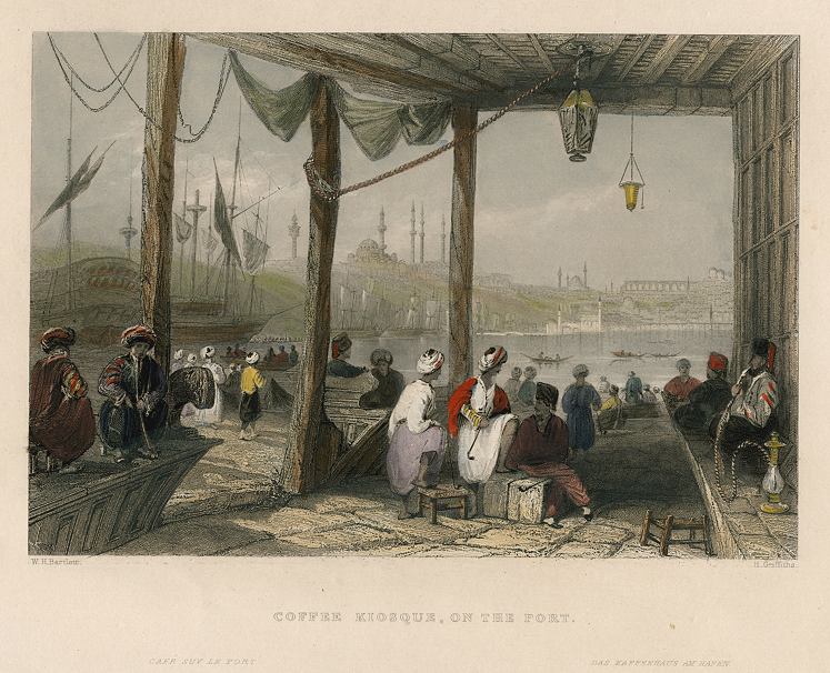 Turkey, Constantinople, Coffee Kiosk on the Port, 1838